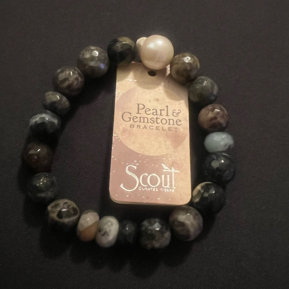 Scout Curated Wears Pearl & Gemstone Bracelet, freshwater pearl, new with tag